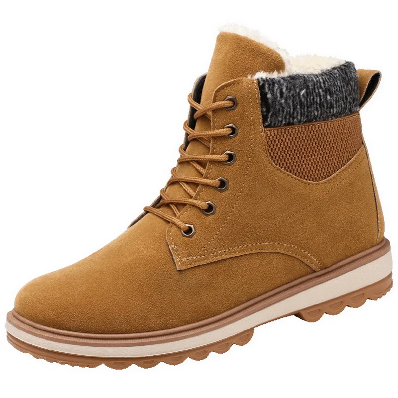 brown Plush 3 LOOKYZIT/; ботинки в байкерском стиле; уличные рабочие зимние ботинки; Мужская обувь; брендовые кожаные ботильоны; сезон осень-зима; мужские ботинки - Цвет: brown Plush 3