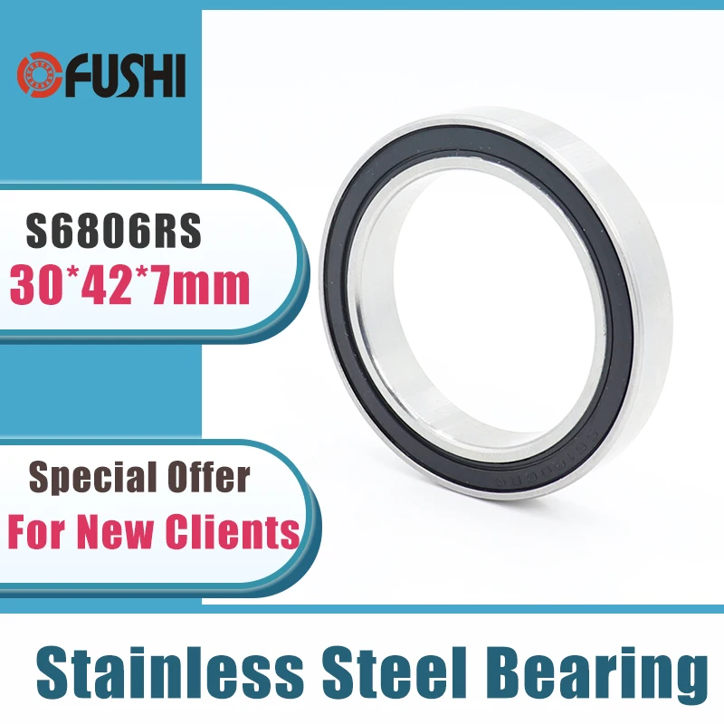 

5PCS S6806RS Bearing 30*42*7 mm ABEC-3 440C Stainless Steel S 6806RS Ball Bearings 6806 Stainless Steel Ball Bearing