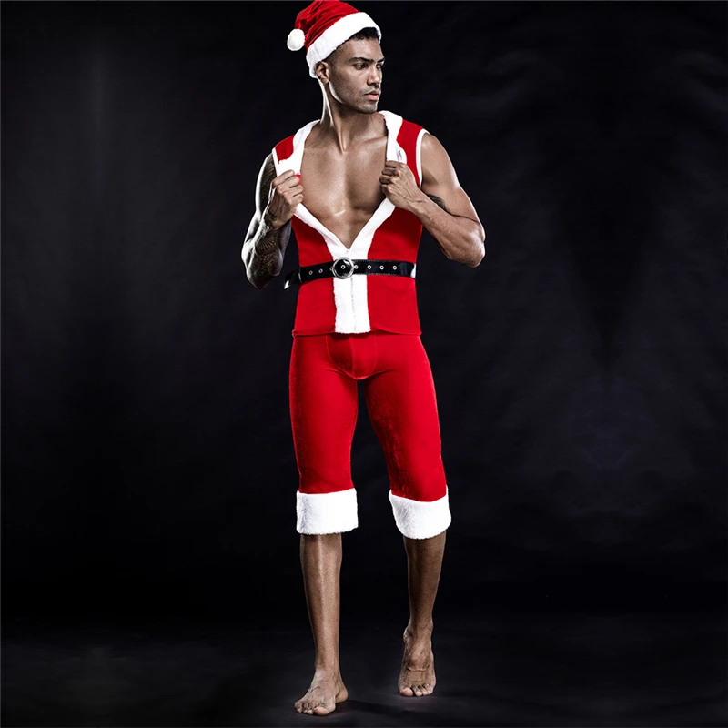 

New Arrival Santa Claus Costume for Men Night Club Uniform Halloween Costume Adult
