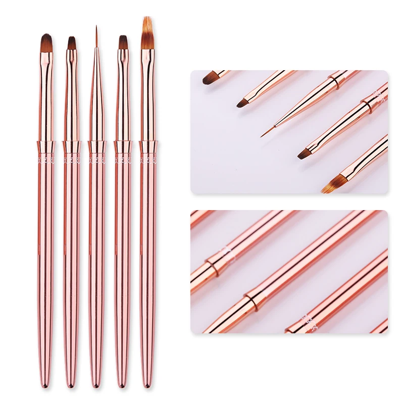 

1 Pcs Rose Gold UV Gel Liner Painting Brush Portable Drawing Nail Brush Pen Handle Manicure Nail Art Tool