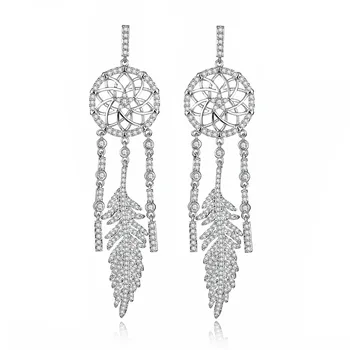 

Bague Ringen Silver 925 Jewelry Charms Drop Earrings for Women Personality Dream catcher Feather Long Ear drops Wholesale Party