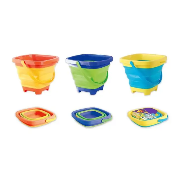 1 Pc Portable Children Beach Bucket Sand Toy Foldable Collapsible Plastic Pail Multi Purpose Summer Party Playing Storage 4
