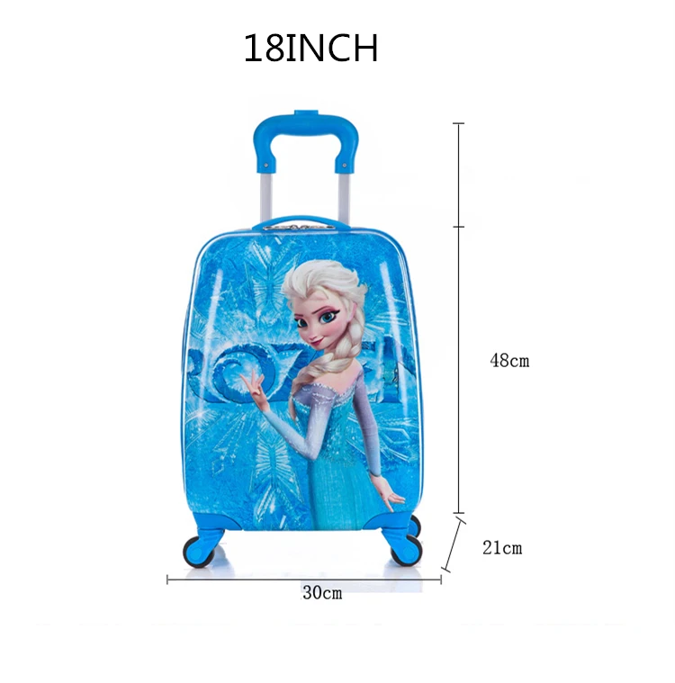 16/18 Inch Kids Cartoon Rolling Luggage Children Travel Suitcase on Wheel Trolley Luggage Carry-ons Hardside Bag for Kid Gift