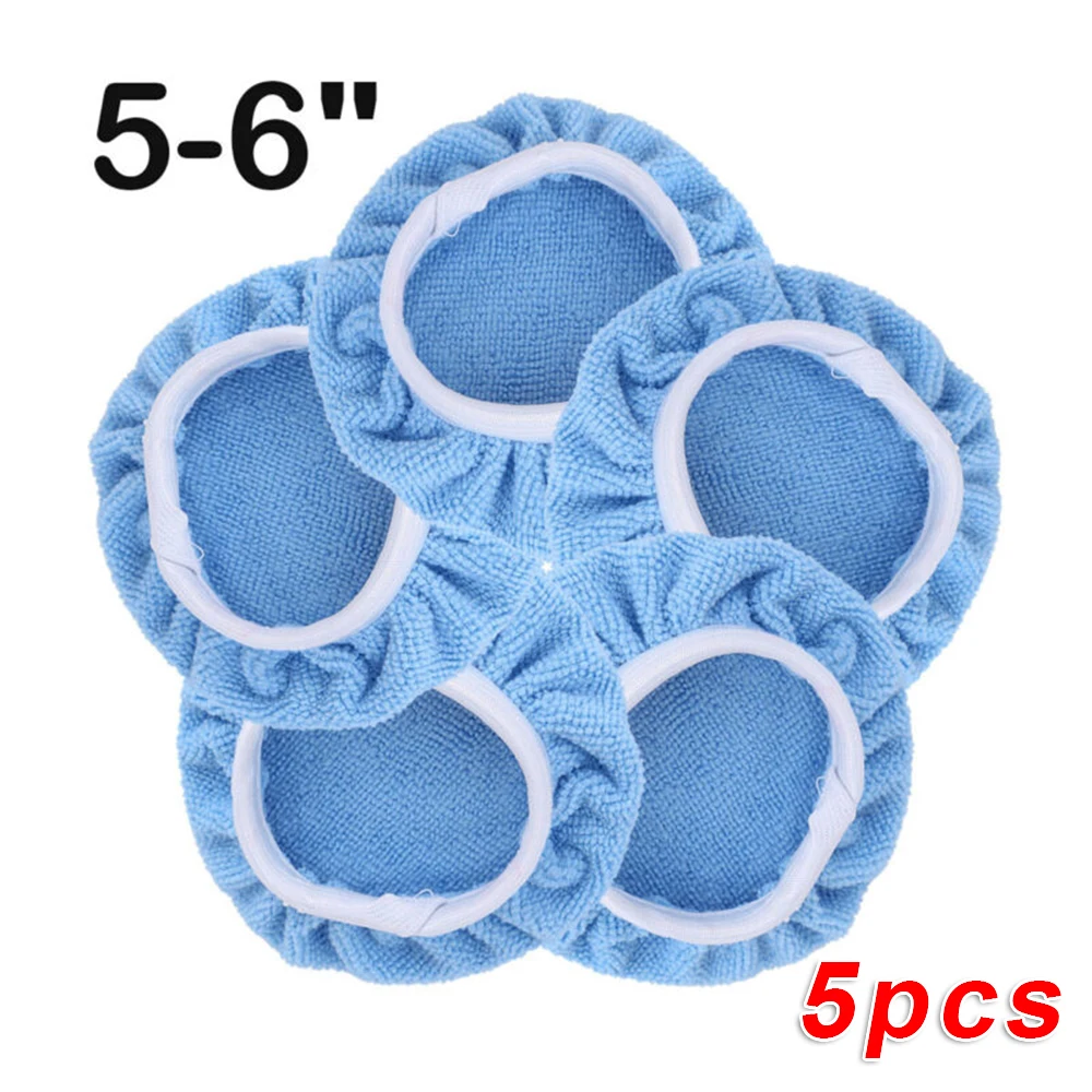 

5 Pcs Microfiber Polishing Pad Cover Waxing Pad Bonnet Buffing Pad Cover 5-10inch For Polising Tools Accessories