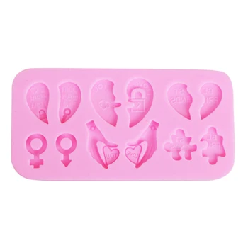 

Love Keys Shape Silicone Mould Valentine Day DIY Cake Decorating Tools Molds