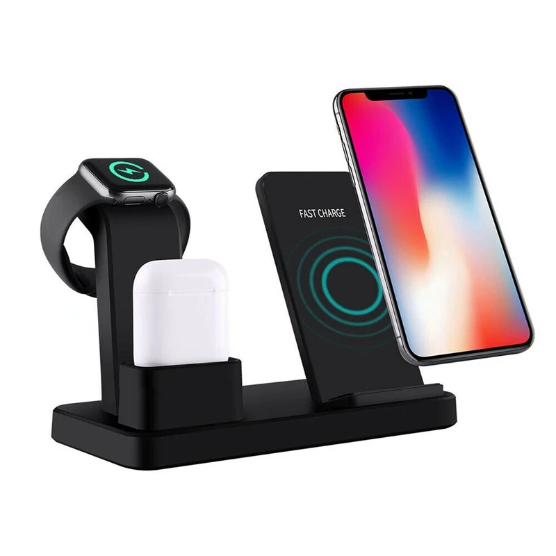 Wireless Charging 3 in 1 Charger Dock for Apple Watch AirPods for IPhone 11 X XS 10W Qi Fast Charger