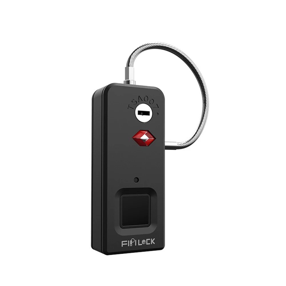 Fipilock замок с отпечатком пальца USB Перезаряжаемый водонепроницаемый Противоугонный защитный умный чехол без ключа для багажа домашний Быстрый разблокированный замок - Цвет: Черный