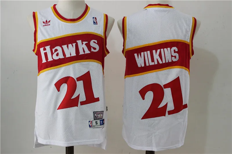 Синий Atlanta Dominique Wilkins Spud Webb Ретро баскетбольные майки для мужчин - Цвет: Синий