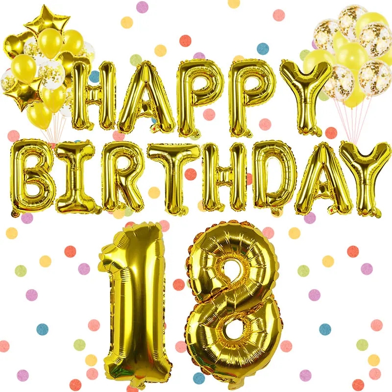 

Happy Birthday 18 Foil Balloon Round Heart Balloon 21/18th Birthday Party Decor Latex Air Balloon Kids Adult 21/18th Years Old