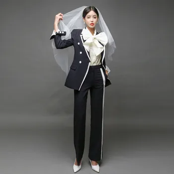 

CBAFU high quality pant suit office work OL style 2 piece set women double breasted blazer outwear trousers suit jacket P790