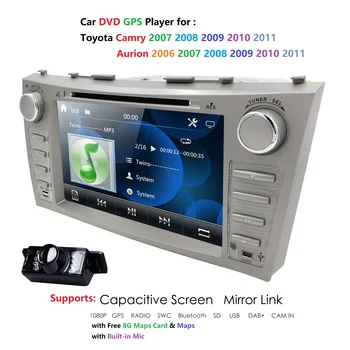

8''Car GPS Navigation For Toyota Camry 2007-2011 AURION 2006-2011 steering wheel Bluetooth Mirror Link GPS SD USB DAB+CAM IN