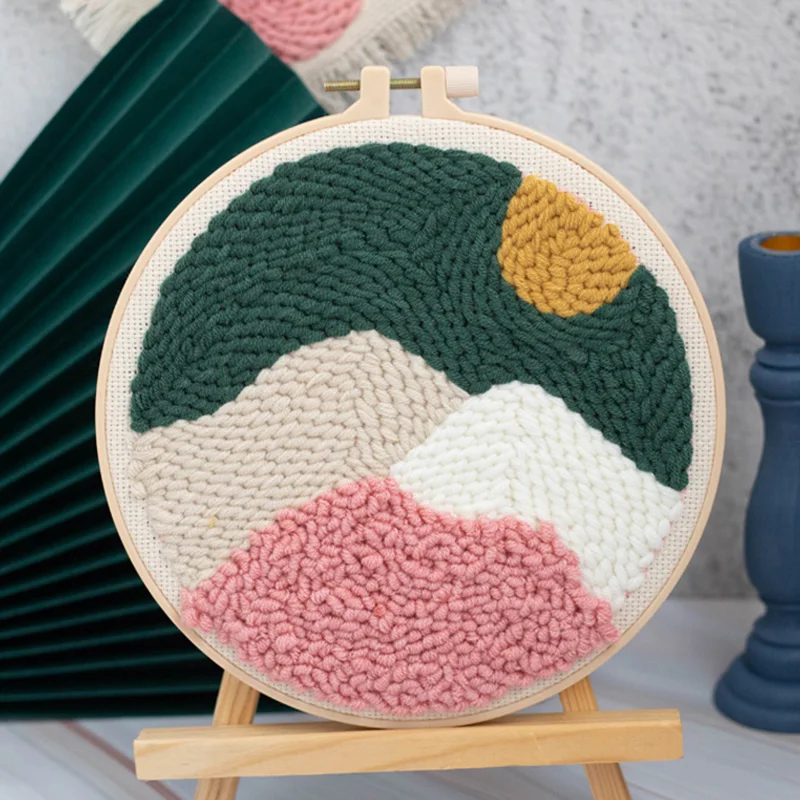 Russian Poking Embroidery Material Package Punch Needle Hoops Wool Weaving Set DIY Embroidered | Дом и сад