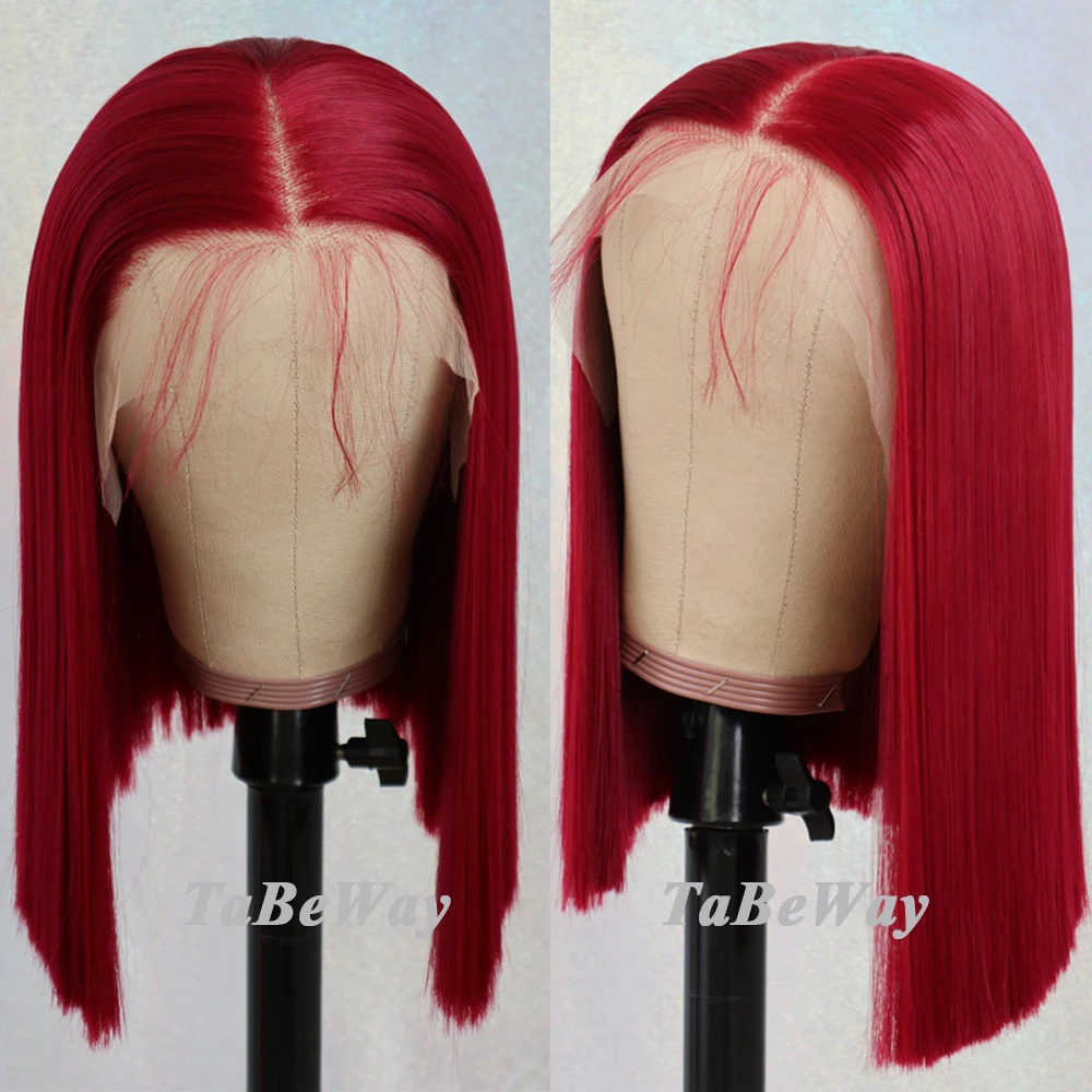 Tabeway 13x6 Bob Lace Front Wigs Red Color Wig Heat Resistant Short Bob Straight Synthetic Lace Front Wigs For Fashion Women Synthetic Lace Wigs Aliexpress