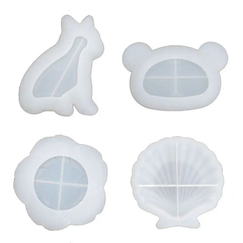 

Cute Dish Resin Mold Bulldog Shell Bear Flower Plate Silicone Resin Dish Mould 83XF