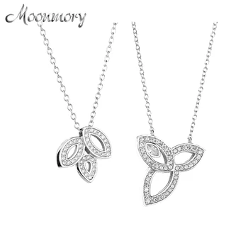

Moonmory 2019 Cluster Three Leafs Pendant Chain Necklace CZ Zircon Crystal Accesorios Mujer Luxury Jewellry Statement Necklace