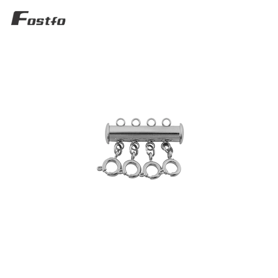 Steel 4rows 25mm Fostfo скользящая трубка замок прокладка застежка мульти нити магнитный замок трубки Слоистые ожерелья Браслет Разъемы для ювелирных изделий поставка - Цвет: Steel 4rows 25mm