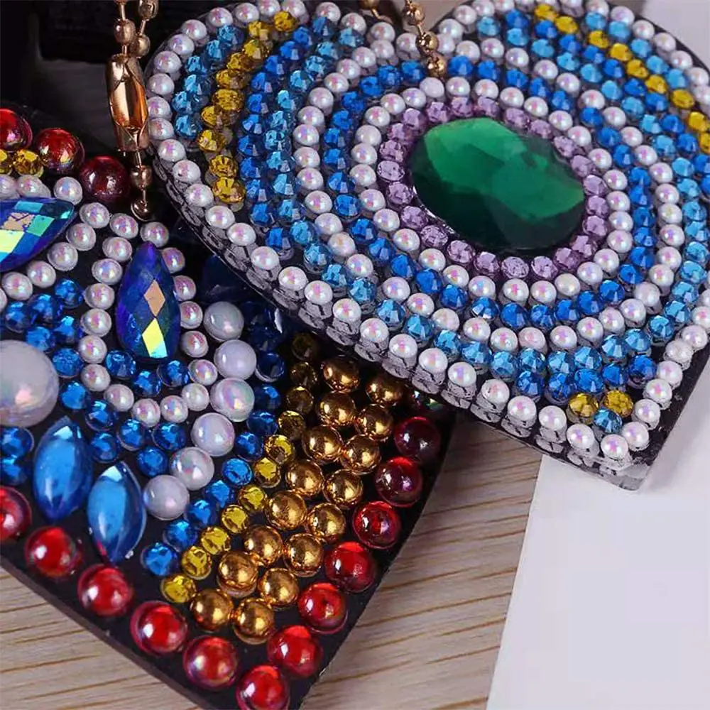 5PCS Diamond Painting Keychain Kits Kids and Adult 5D Paint with Diamonds by Numbers Love Heart Diamond Pendant Key Ring diamond keychains