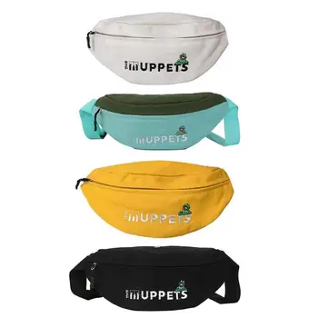 

Zipper Phone Pouch Chest Belt Bag Canvas Fanny Packs Letters Casual Waist Bags Girls Simple Pure Color Women Mini Crossbody Bag