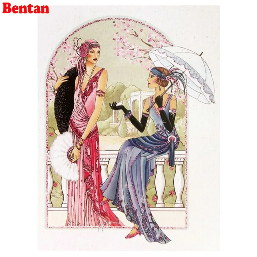 

5D Diy Diamond Painting Europe Elegant lady Full Square round diamond Mosaic Daimond Embroidery Rhinestones diamond sets