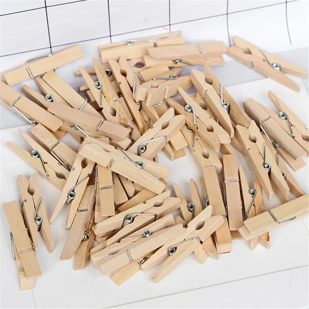 Clothes Pegs Hard Wooden Clips Pine Washing Line Airer Dry Line Wood Peg Gardens 