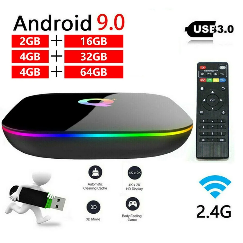 ТВ приставка Q plus Android 9 0 4 + 16/32/64 ГБ 1080P H.265 4K 2 4G|ТВ-приставки и медиаплееры| |
