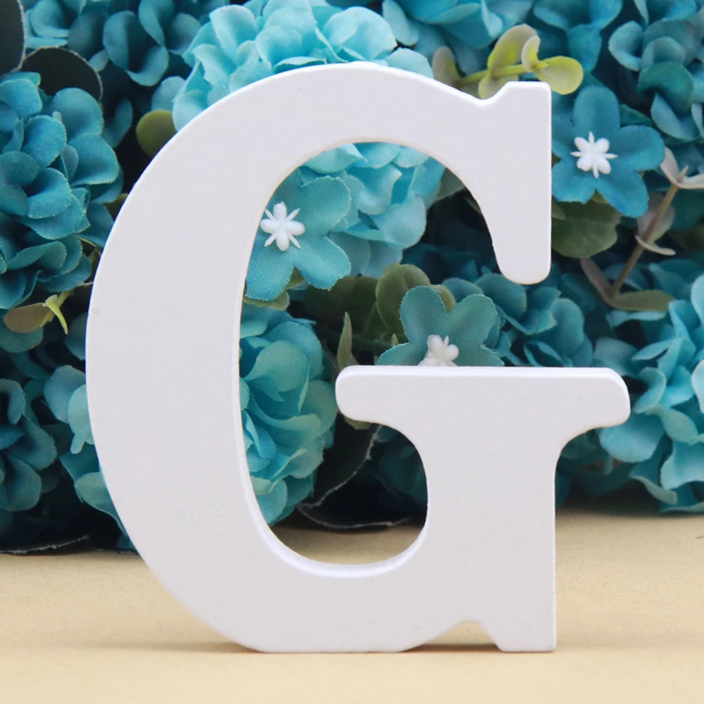 1Pc 8Cm Lettera In Legno Bianco Alfabeto Inglese Fai Da Te Nome Personalizzato Design Art Craft Free Standing Heart Wedding Home Decor