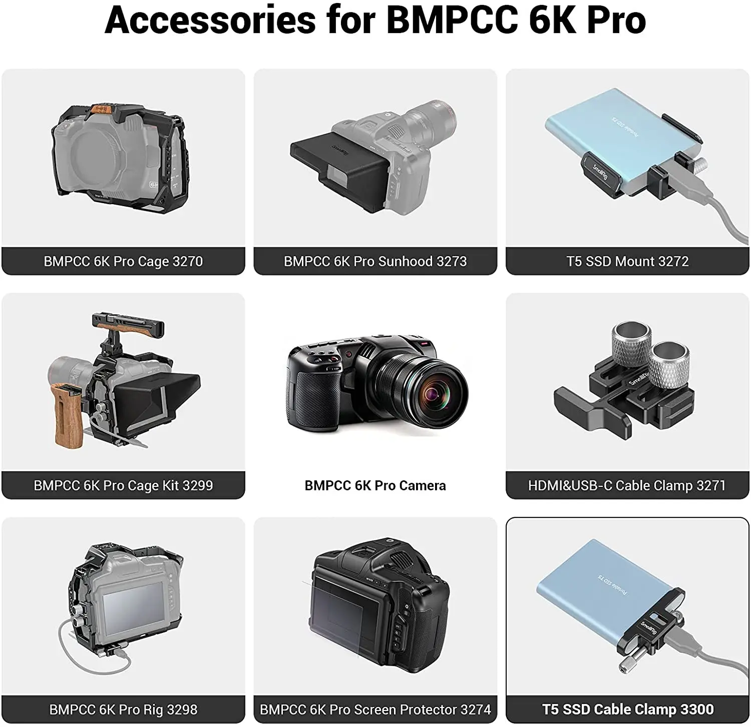 Suporte de Câmera para Samsung Bolso para Câmera Smallrig Blackmagic Design Câmera 4k - 6k Gaiola 2245 t5 Ssd - Image 6