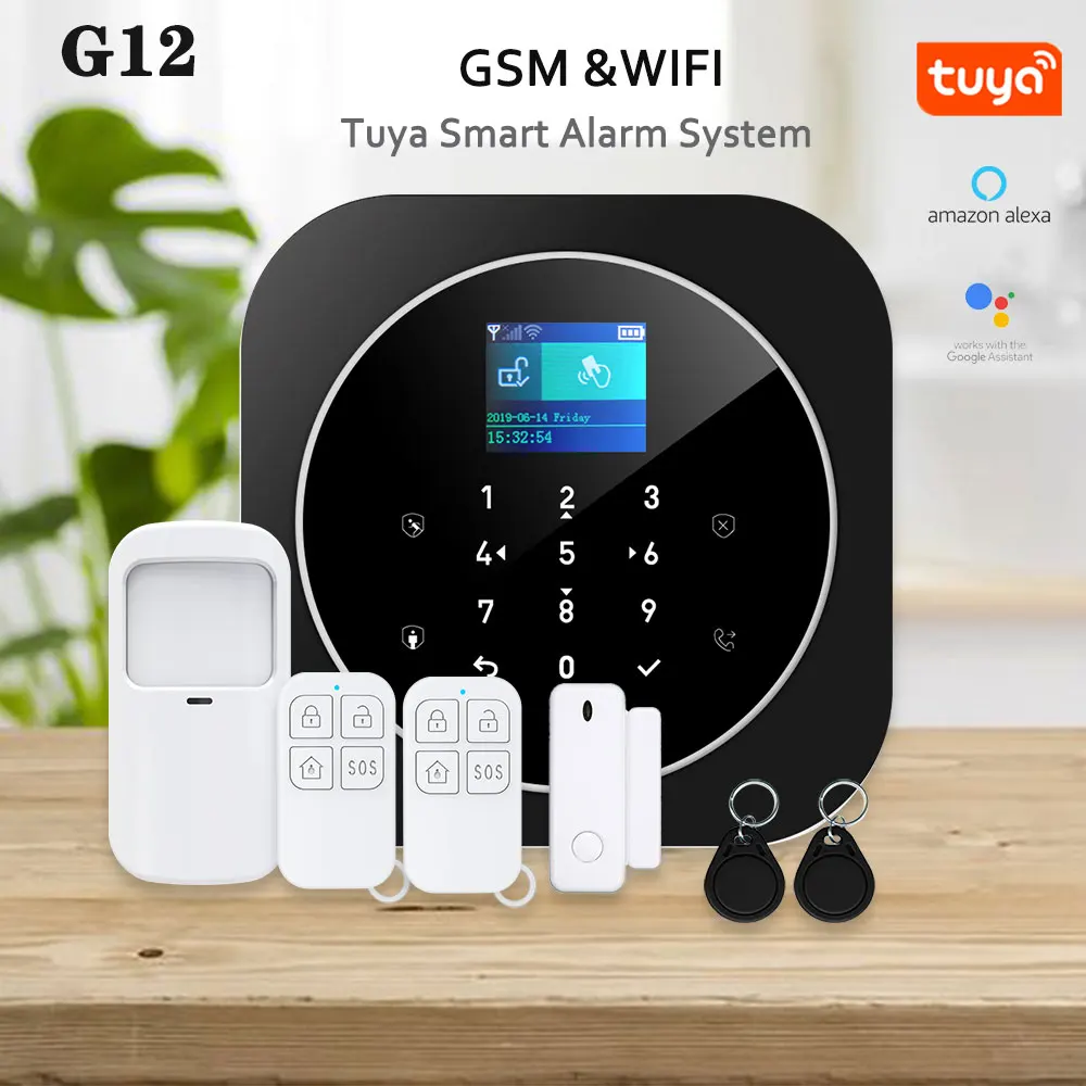 ZONAN G12 Tuya Wifi Gsm Alarm Security System Smoke Detector Alexa Compatible App Control Smart Home Wireless Safety Alarm Kits
