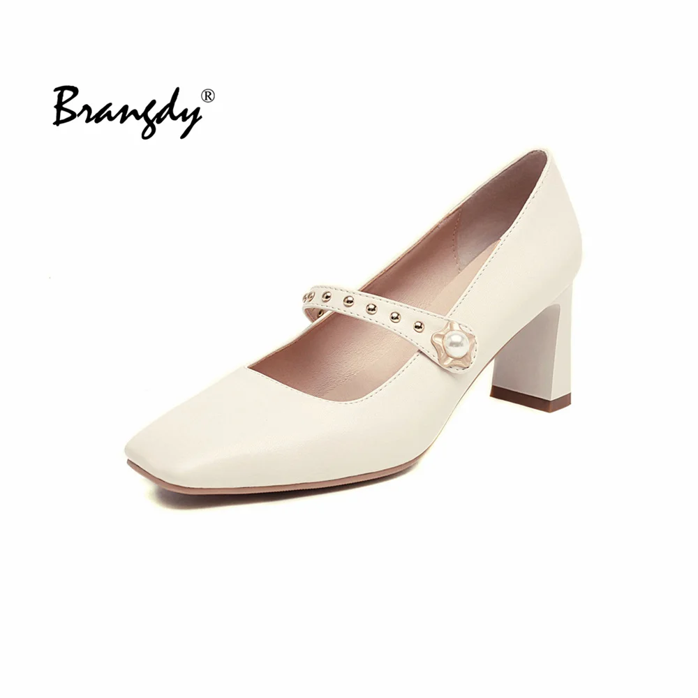 Brangdy 2021 New Black High Heels Shoes Women Pumps Fashion Patent Leather Platform Shoes Woman Round Toe Mary Jane Shoes 48