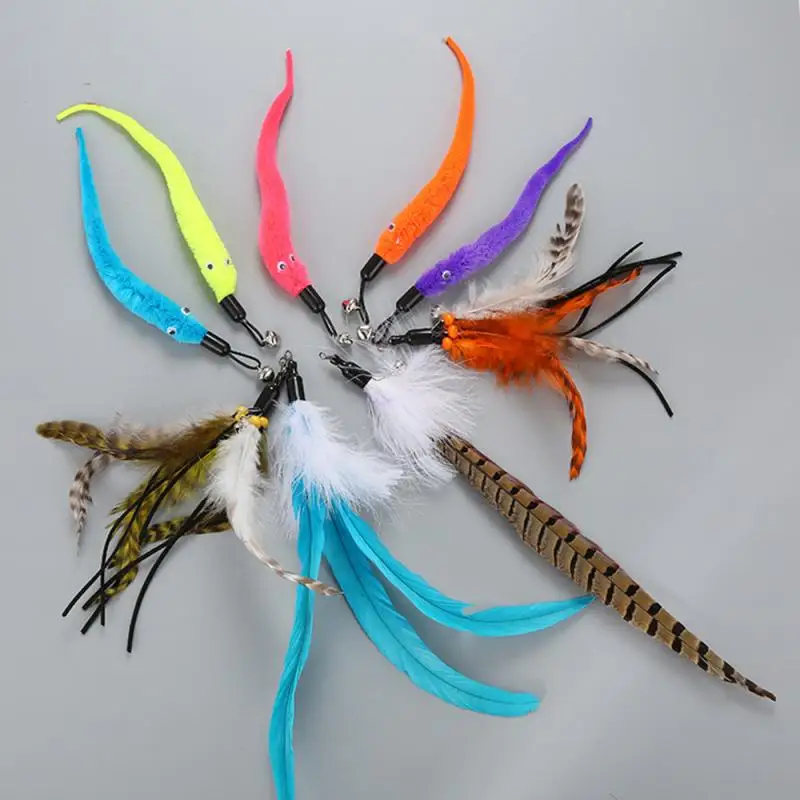 12 Style Toys For Cats Interactive Cat Stick Toys Replacement Head For Kittens Multiple Feather Scratching Post Pet Toys