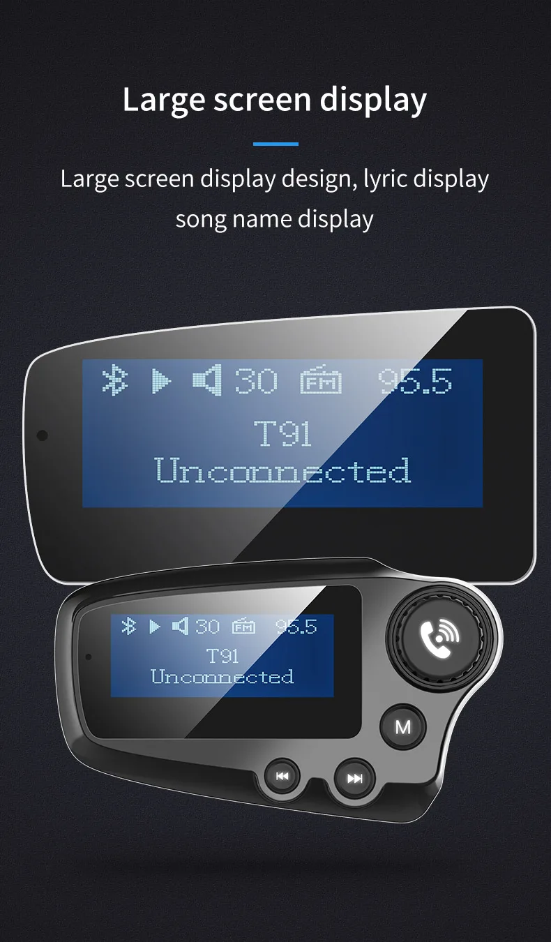 Автомобильное зарядное устройство для мобильного телефона iPhone Handsfree Bluetooth 5,0 fm-передатчик MP3-плеер QC 3,0 быстрая зарядка автомобильное usb-устройство для зарядки телефона