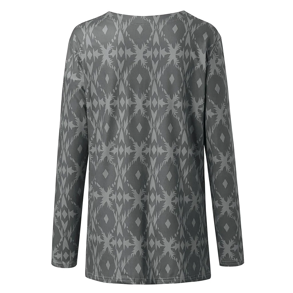 Новинка, 5xl, Женские топы и блузки с v-образным вырезом, свободные, Ретро стиль, принт, Vetement Femme,, Повседневная рубашка с длинным рукавом, женская рубашка