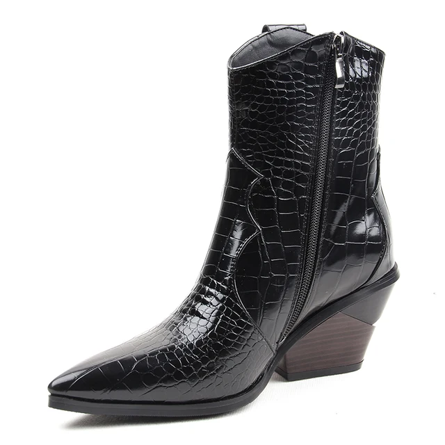 womens leather ankle cowboy boots