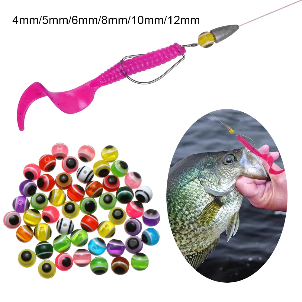 10Pcs Fish Eye Fishing Beads 4/5/6/8/10/12mm Mixed Color Luminous Carolina  Rigs Taxes Kit Bass Tackle