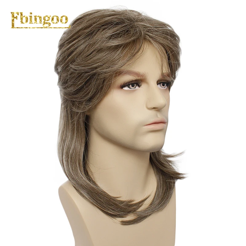 Ebingoo 70s 80s Halloween Costume Rocking Dude Punk Metal Rocker Disco Mullet Synthetic Cosplay Wig Long Straight Rocker Wig