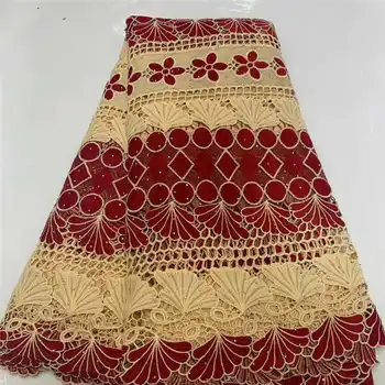 

Factory Offers 2020latest Nigerian wedding lace fabric African Guipure cord Lace with Stones Fabric For Dress 5yards/piece