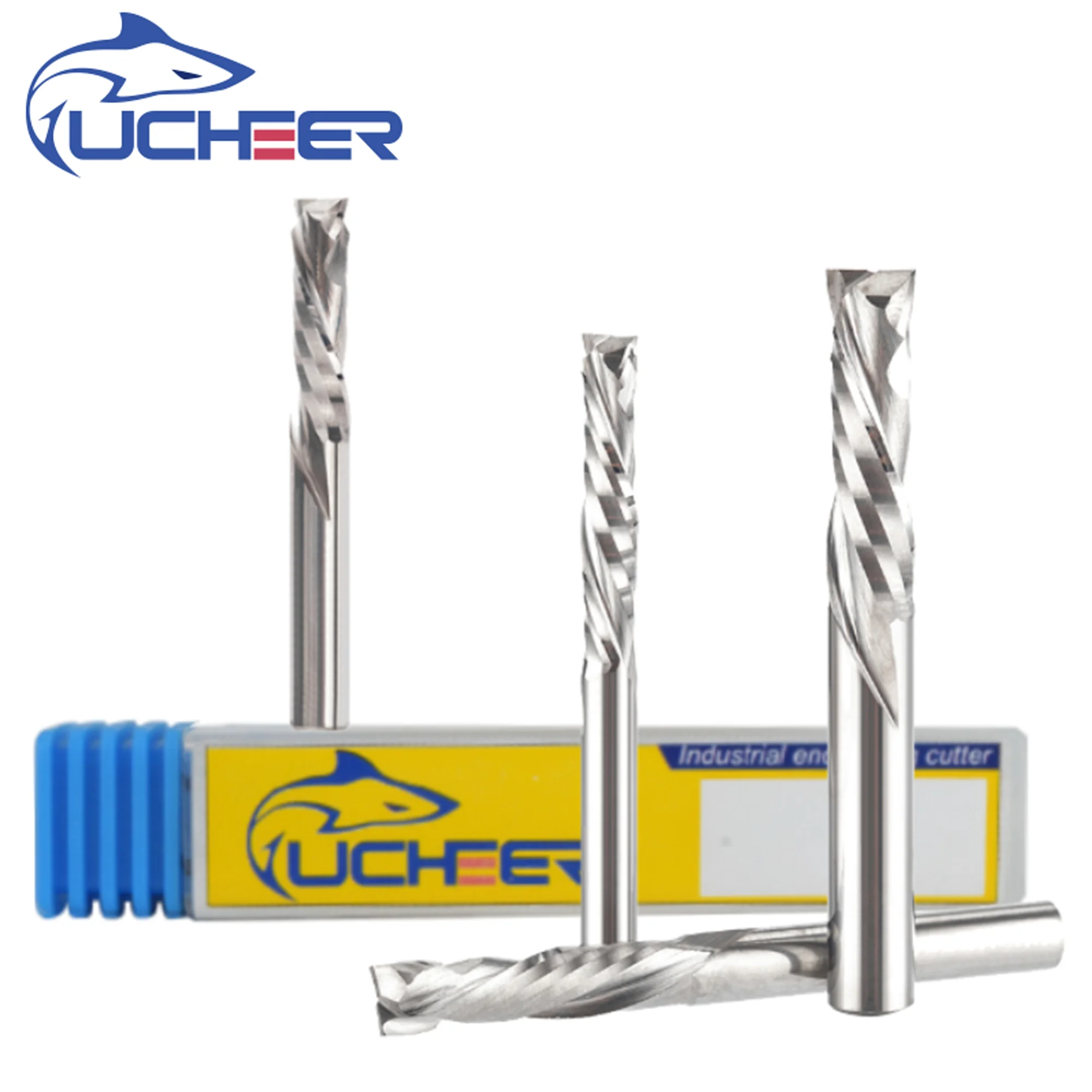 

UCHEER 2 flutes 3.175/4/5/6/8mm Compression end milling cutter cnc tool for MDF Clamp Board Woodworking