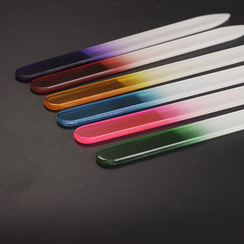 5 шт. цветной кристалл стекло пилки для ногтей двухсторонний наждачный маникюр педикюр устройство DIY Полировка Ногтей для девочек и женщин