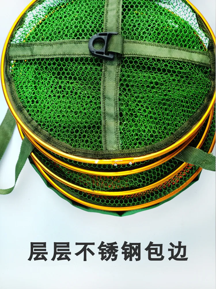 Portátil de Secagem Anel de Alumínio Alta Qualidade Dobrável Rápida Borda Pesca Net Peixe Cola Camarão Gaiola 4 borda anel de alumínio pesca net peixe cola camarão gaiola pesca net