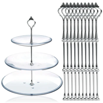 

New 10 x Sets 2 or 3 Tier Cake Plate Stand Fittings Silver Plate Stands New