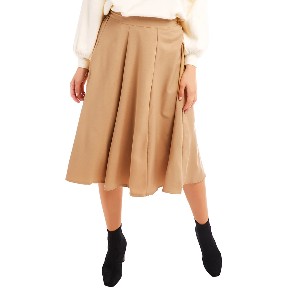 Seluxu осень зима Женская юбка faldas mujer moda jupe femme однотонная женская юбка Повседневная элегантная юбка с высокой талией - Цвет: Коричневый