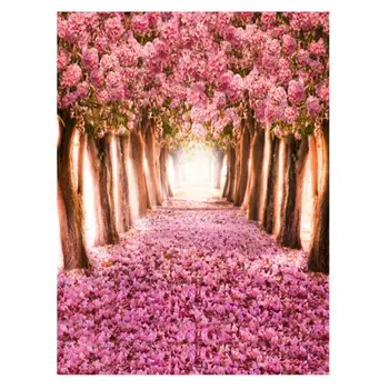 

5x7FT Vinyl Cloth Horizontal Pink Flowers Computer Background Painted Photography Children Backdrops for Photography Studio