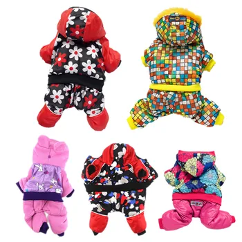 

5 Style Floral Dog Winter Clothes Pet Warm Jumpsuit Ceramic Plaid For Small Medium Dogs Teddy Chihuahua Cat Overall XS S M L XL