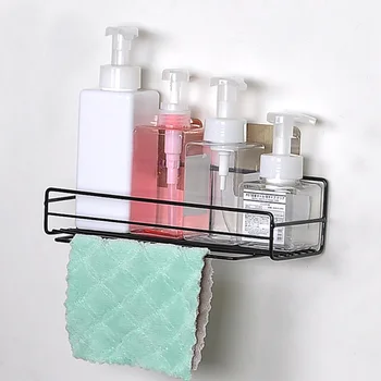 

Bathroom Free Punching Rack Bathroom Wrought Iron Storage Kitchen Rack Wall-Mounted Storage Basket Punching Racks For Bathroom