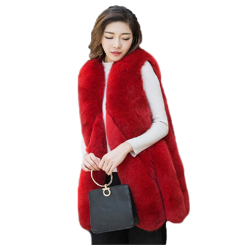 Fur Vest Coat Luxury Faux Fox Warm Women Coat Winter Fashion Women's Fur Coats Jacket Gilet Veste 4XL