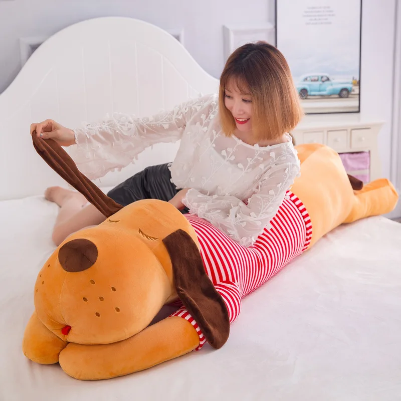 

Manufacturers Direct Selling Wholesale Cute Sitting Dog Doll Bulk Dog Stripes Dog Plush Toys Large Size Long Pajama Pillow