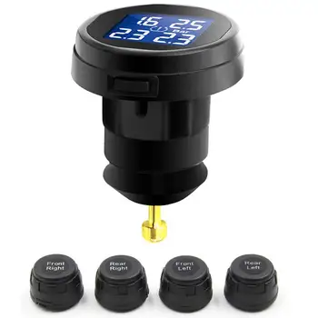 

Car Sensor Built-in TS61 TPMS Cigarette Lighter Waterproof Car Tire Pressure Monitor LCD with 4 Wireless Monitoring Tire Sensor