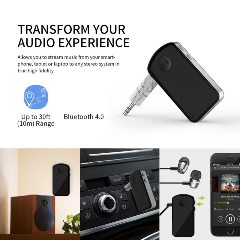 Портативный для Bluetooth передатчика, автомобильный AUX Hands Free приемник комплект 3,5 мм штекер беспроводной адаптер