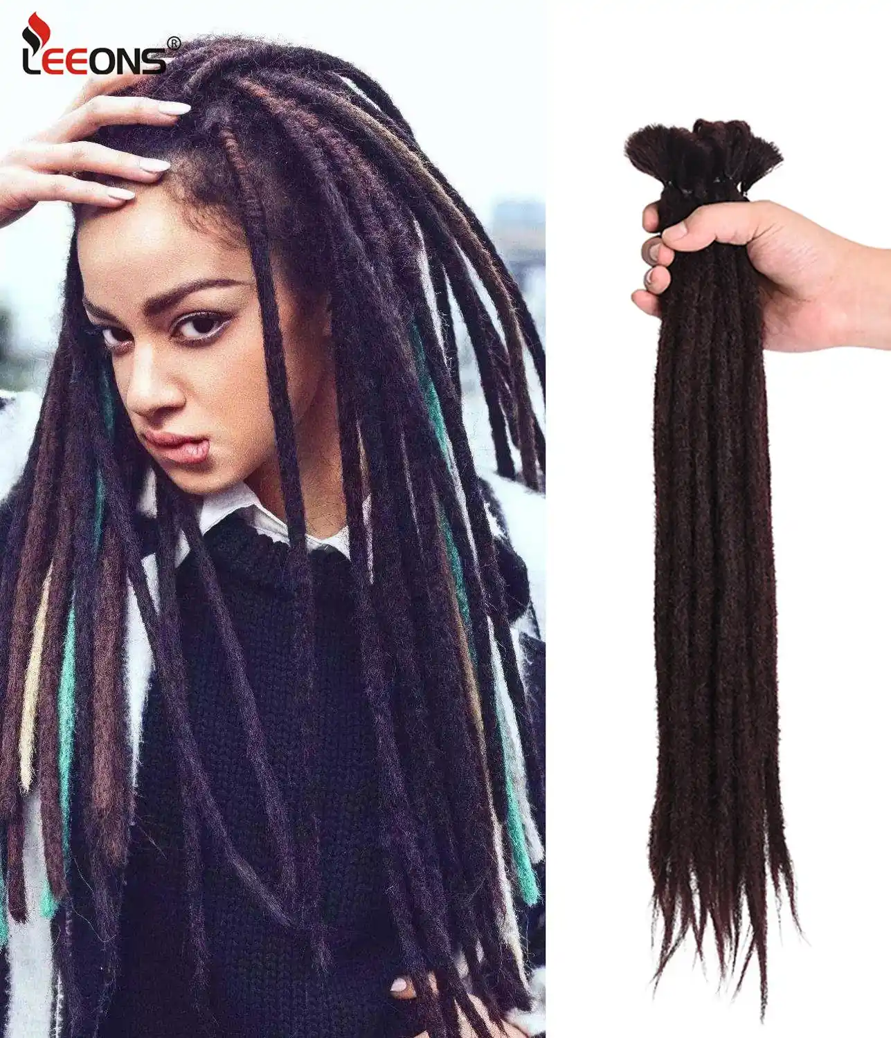 Leeons 10 ストランドオンブルかぎ針編組手作りドレッドヘアヘアエクステンション53色編組髪合成天然毛 Aliexpress