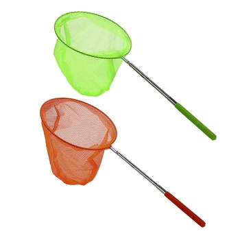 

2pcs Outdoor Catching Catching Butterfly Net Fishing Net Bag Stainless Steel Telescopic Fishing Net Tool Outdoor Telescopic Port